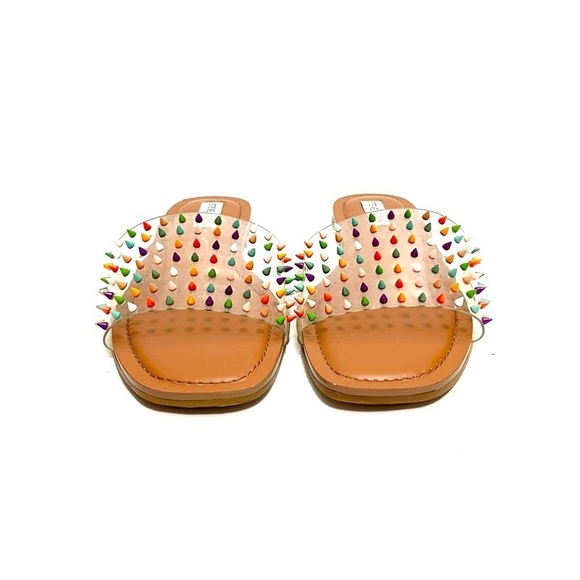 Vintage Y2K deadstock clear vinyl multicolor spike slide sandals - Picture 3 of 8
